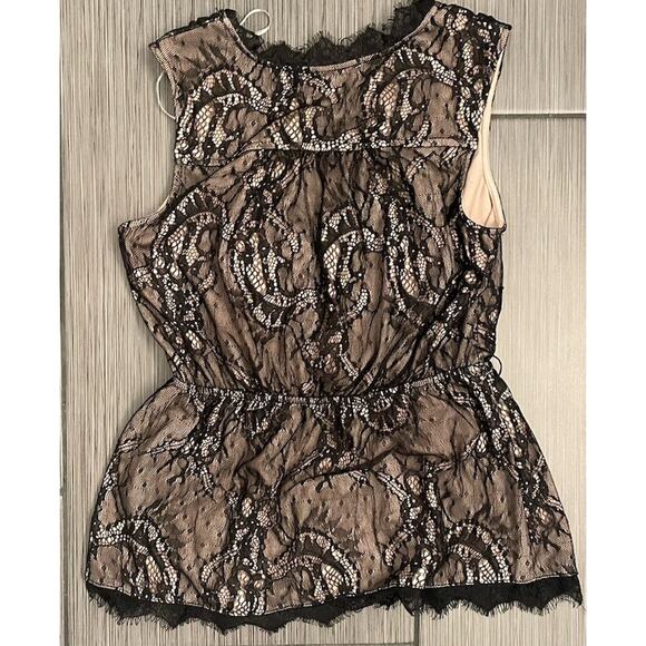 Y2K Black And Beige Layered Lace Vneck Babydoll Tank Size XS Babydoll Forever 21 - Picture 3 of 4